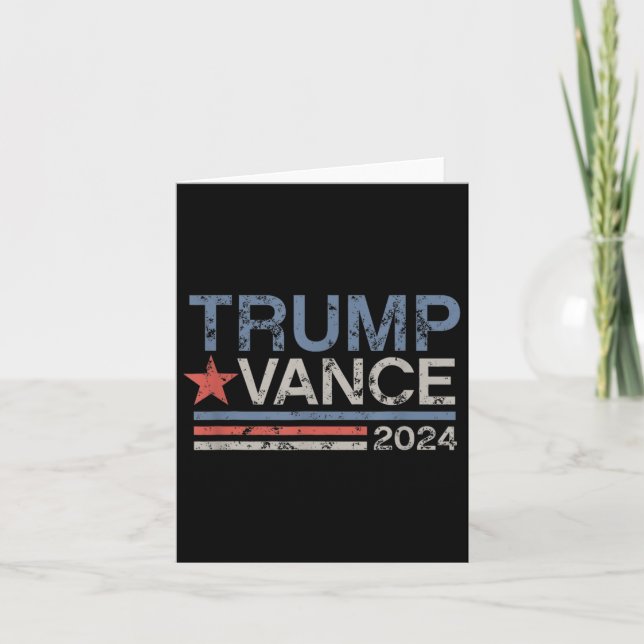 Trump Vance 2024 Retro Rand Trump Jd Vance Kort (Framsida)