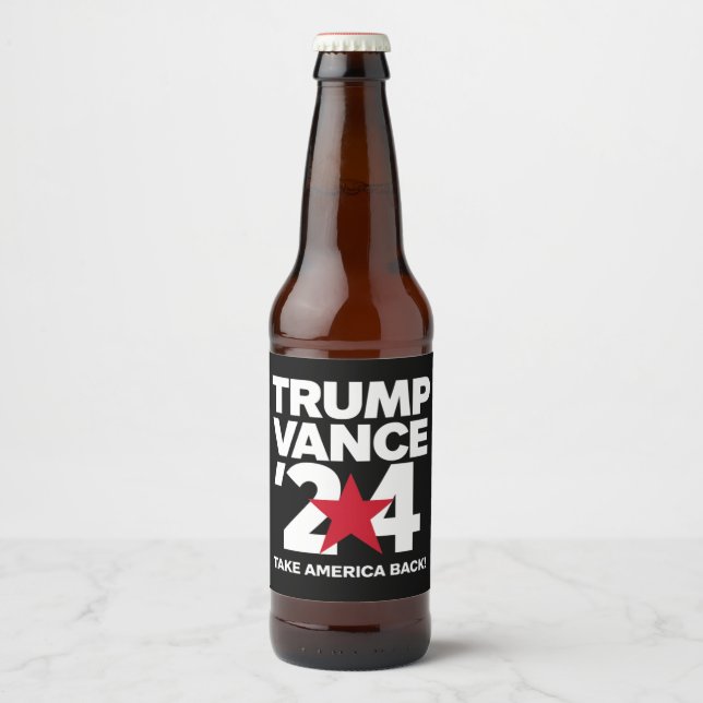 Trump Vance 2024 Rösta Trump 2024 Valet Ölflaska Etikett (Framsida)