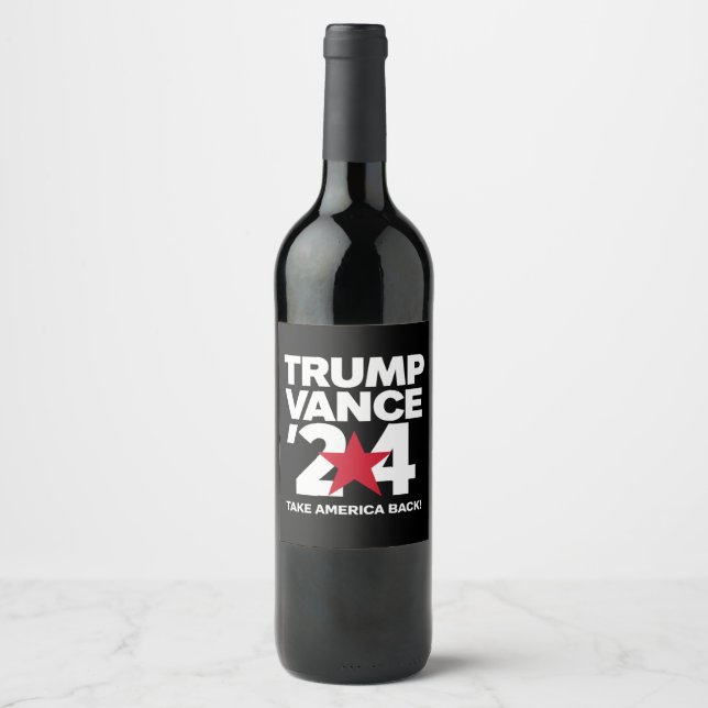 Trump Vance 2024 Rösta Trump 2024 Valet Vinflaska Etikett (Framsida)