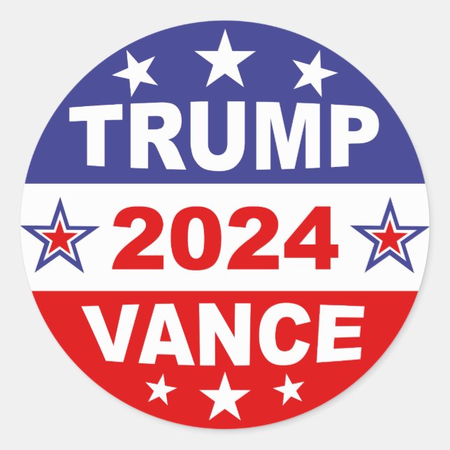 TRUMP VANCE 2024 RUNT KLISTERMÄRKE (Framsida)