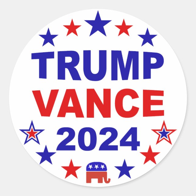 Trump Vance 2024 Runt Klistermärke (Framsida)