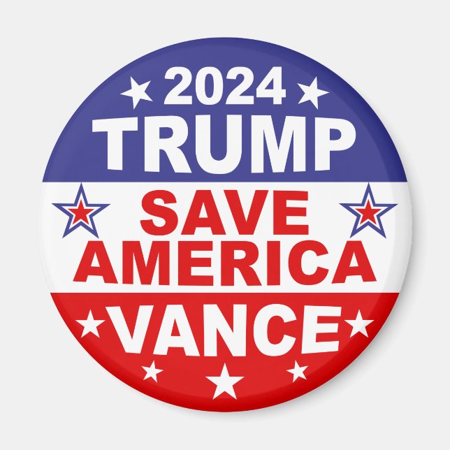 TRUMP VANCE 2024 SPARA AMERICA MAGNET (Framsidan)