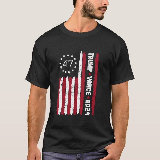 Trump Vance 2024 Ta Amerika tillbaka USA flagga T  T Shirt (Framsida)