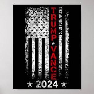 Trump Vance 2024 US Flagga Vintage - take America  Poster