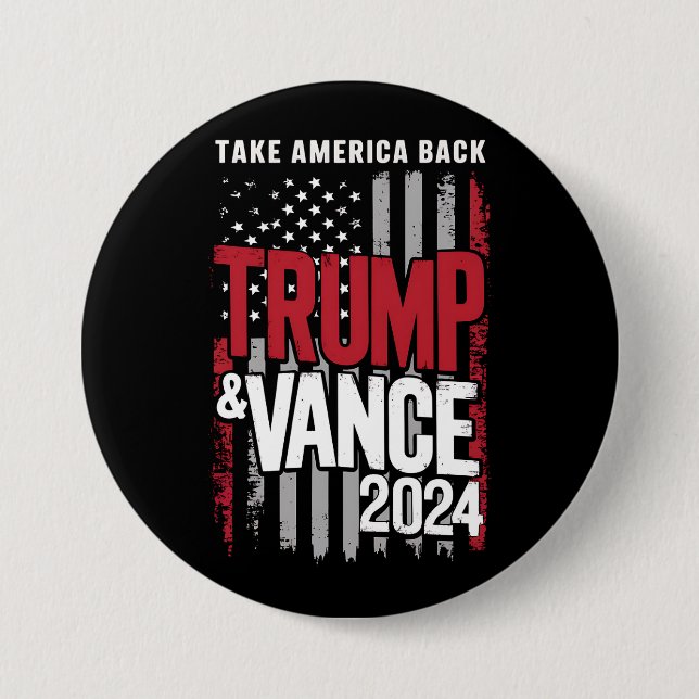 Trump Vance 2024 USA Flagga Ta Amerika Tillbaka Knapp (Framsida)
