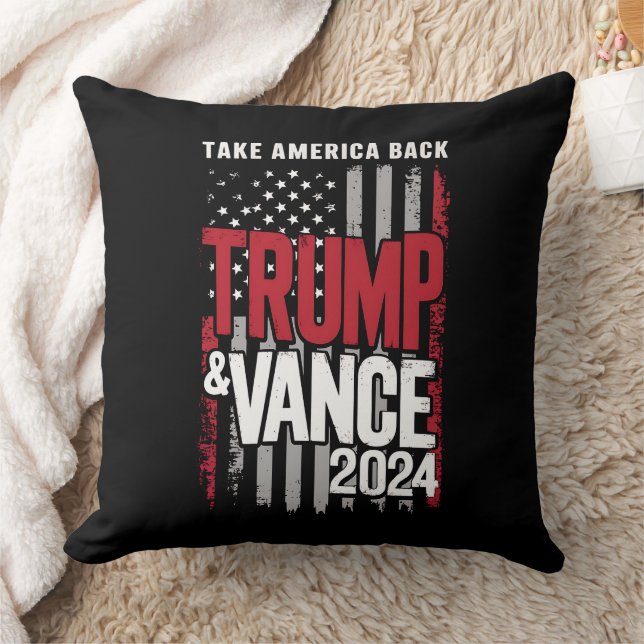 Trump Vance 2024 USA-flagga Ta Amerika Tillbaka Kudde (Filt)