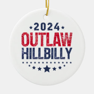 Trump Vance 2024 Utanför Lagen Hillbilly Amerikans Julgransprydnad Keramik