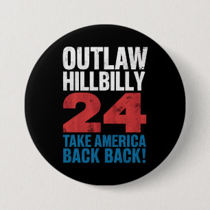 Trump Vance 2024 Utanför Lagen Hillbilly USA-Flagg Knapp