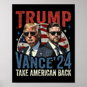 Trump Vance 2025 Donald Trump J.d. Vance Ta Amerik Poster