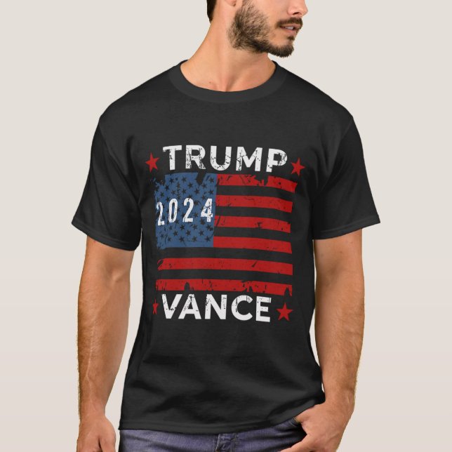 Trump Vance 24 TShirt, Trump 2024 Val T Shirt (Framsida)