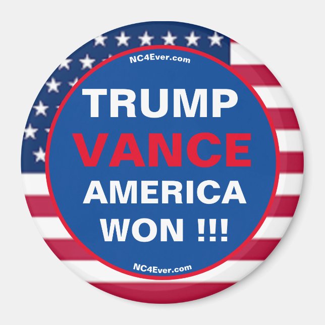 TRUMP VANCE AMERICA WON!!! Kylmagnet Magnet (Framsidan)