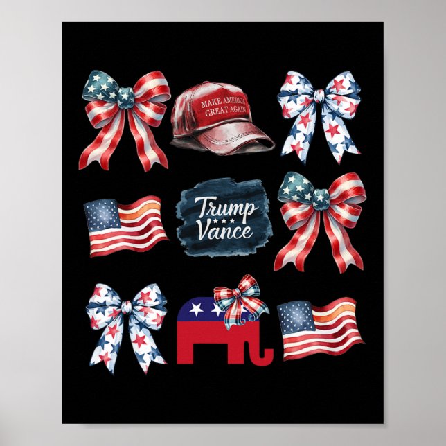 Trump Vance Bow Coquette Rösta Presidentiell 2024  Poster (Framsidan)