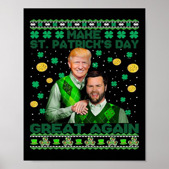 Trump Vance Bröder Rolig St Patrick's Day ful ugly Poster (Framsidan)