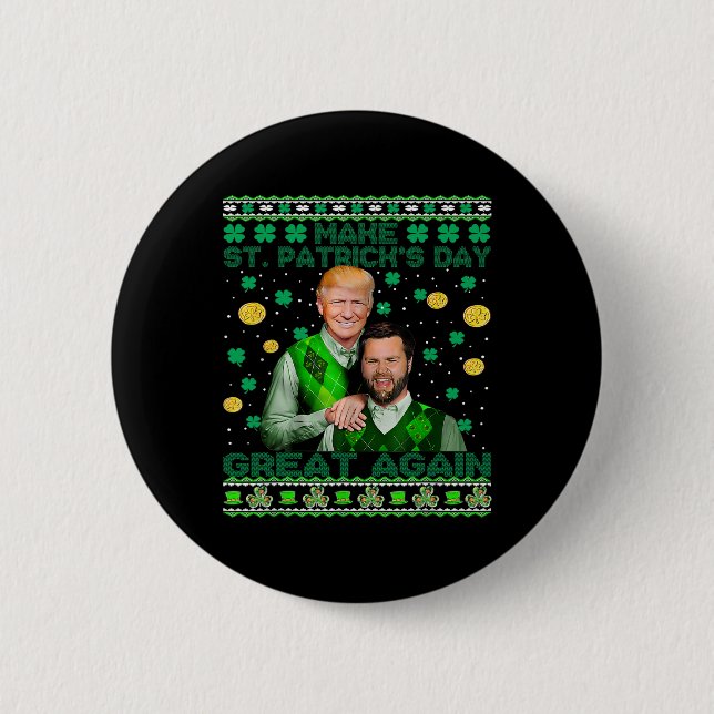Trump Vance Bröder Rolig St Patrick's Day Fula T-S Knapp (Framsida)