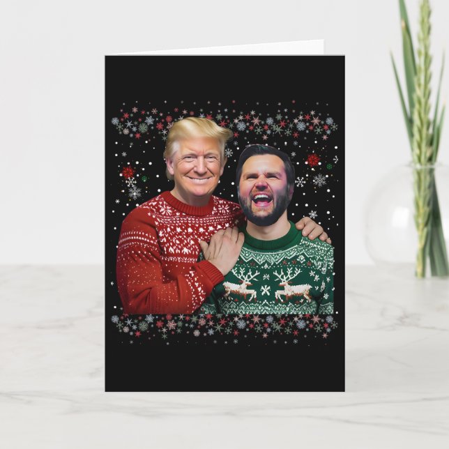 Trump Vance Brothers Funny Ugly Christmas Xmas Swe Kort (Framsida)