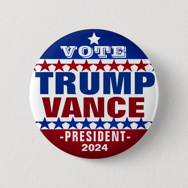 Trump Vance for President 2024 Kampanj Button Knapp (Framsida)