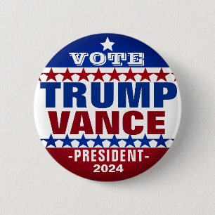 Trump Vance for President 2024 Kampanj Button Knapp