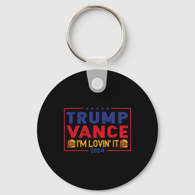 Trump Vance I'm Lovin' It Hamburger 2025  Nyckelring (Framsida)