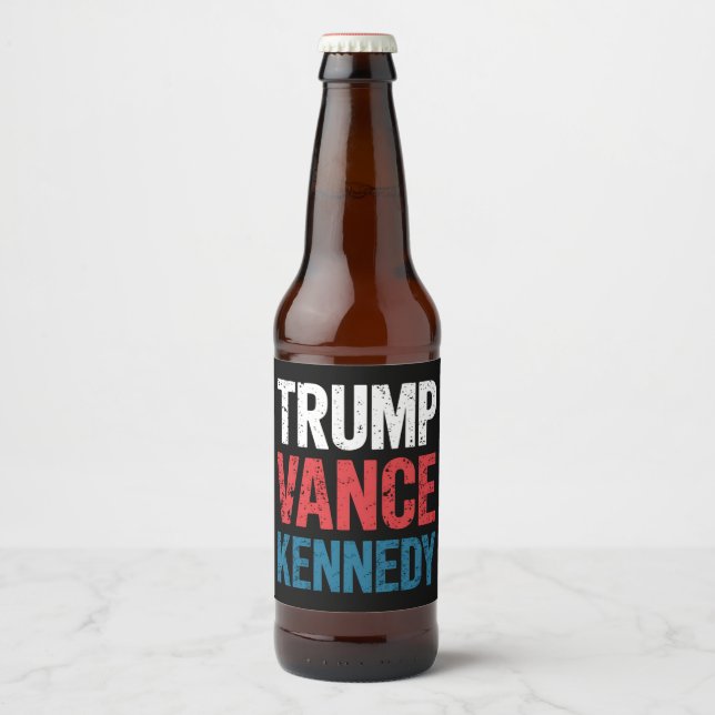 Trump Vance Kennedy 2024 års val Ölflaska Etikett (Framsida)