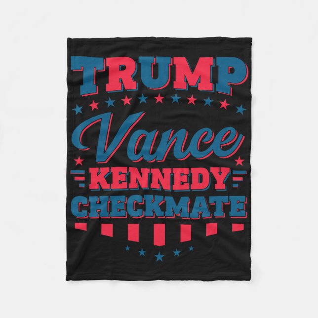 Trump Vance Kennedy Schackmatt 2025 Val Republikan Fleecefilt (Framsidan)
