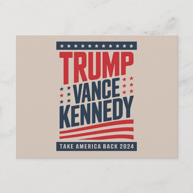 Trump Vance Kennedy, ta Amerika tillbaka 2024 Vykort (Framsida)