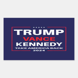 Trump Vance Kennedy tar Amerika tillbaka blått Rektangulärt Klistermärke