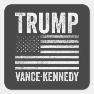 Trump Vance Kennedy Val 2024 American Flagga Fyrkantigt Klistermärke