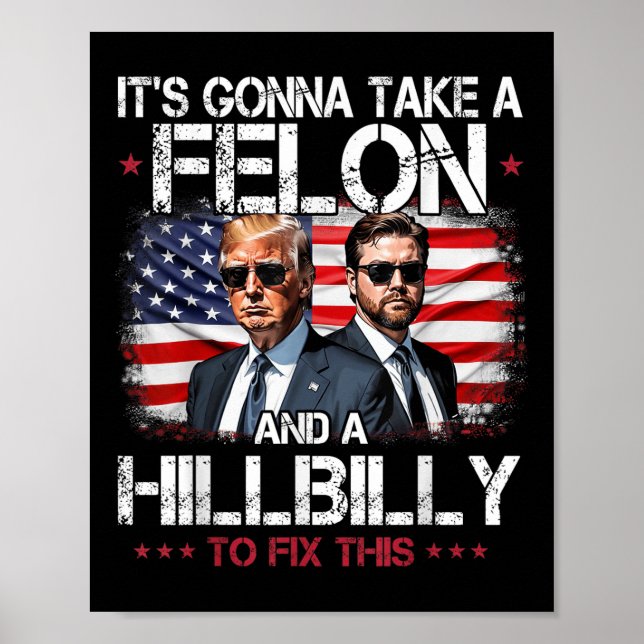 Trump Vance kommer att ta en feon och en Hillbilly Poster (Framsidan)