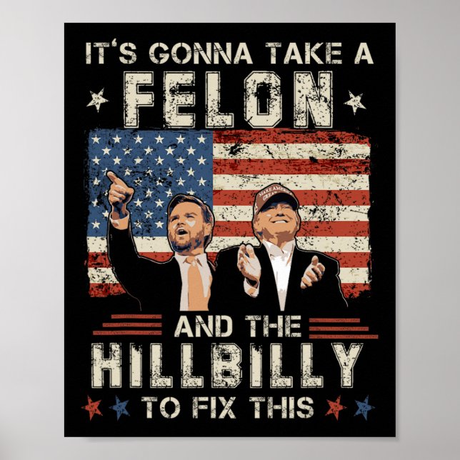 Trump Vance kommer att ta en feon och en Hillbilly Poster (Framsidan)