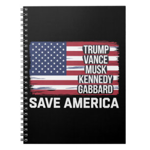 Trump Vance Musk Kennedy Gabbard 2024 Spara Americ Anteckningsbok
