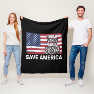 Trump Vance Musk Kennedy Gabbard 2024 Spara Americ Fleecefilt