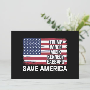 Trump Vance Musk Kennedy Gabbard 2024 Spara Americ Inbjudningar