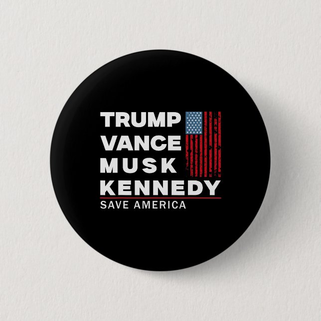 Trump Vance Musk Kennedy Spara America 2024 Knapp (Framsida)