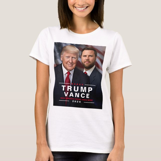 Trump Vance Photo 2024 President Kampanj T Shirt (Framsida)