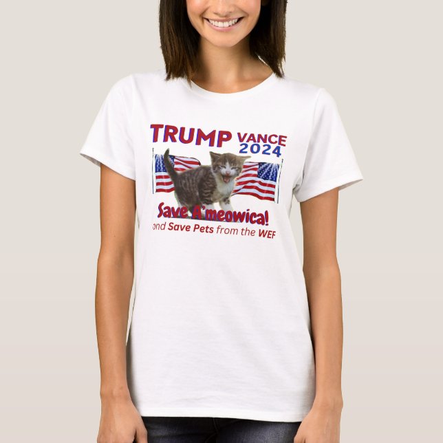 Trump Vance Rädda Ameowica från WEF T Shirt (Framsida)