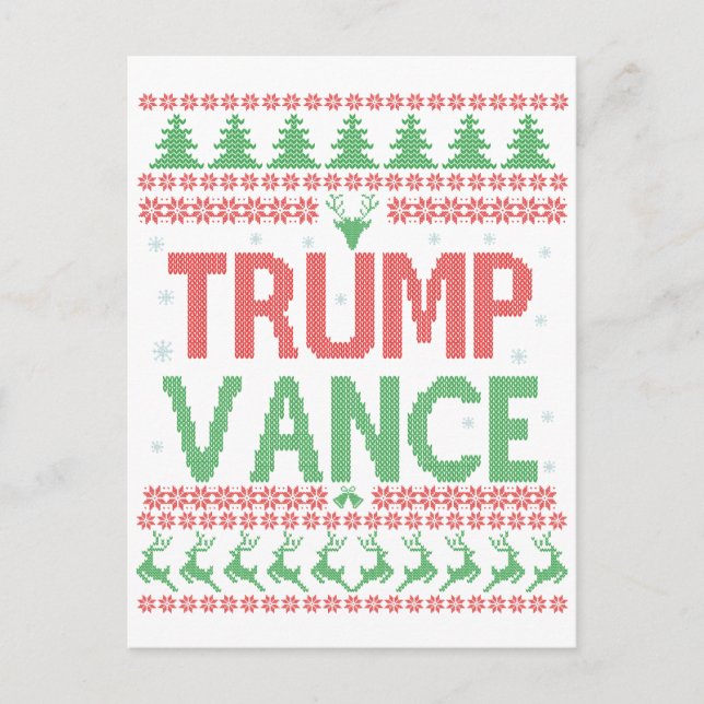 Trump Vance Republican Ugly jul Sweater Julafton Vykort (Framsida)