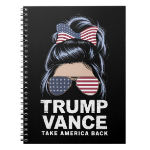 Trump Vance Ta Amerika Tillbaka Messig Bunt Tjej Anteckningsbok