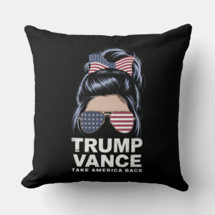 Trump Vance Ta Amerika Tillbaka Messig Bunt Tjej Kudde