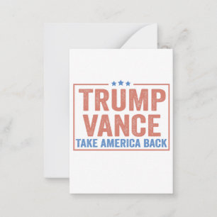 Trump Vance Take America Back Val Vote USA Anteckningskort