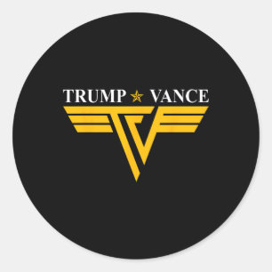 Trump Vance Tv Rocker Guld Logotyp Vintage Preside Runt Klistermärke