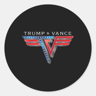 Trump Vance Tv Rocker Logotyp Vintage Trump Vance Runt Klistermärke