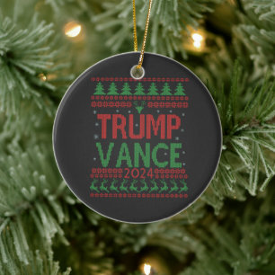 Trump Vance Valection Ugly jul Sweater Julgransprydnad Keramik