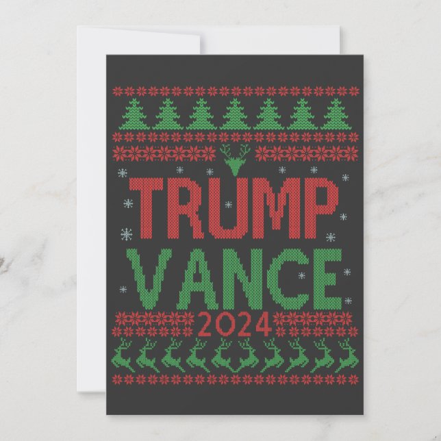 Trump Vance Valection Ugly jul Sweater Tack Kort (Framsida)