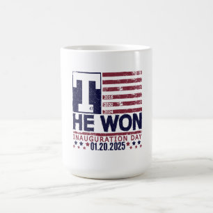 Trump vann 2024 20 januari 2025 invigningdag kaffemugg