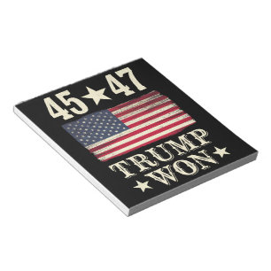 Trump Vann 2024 45 47:e President Usa Flagga Anteckningsblock