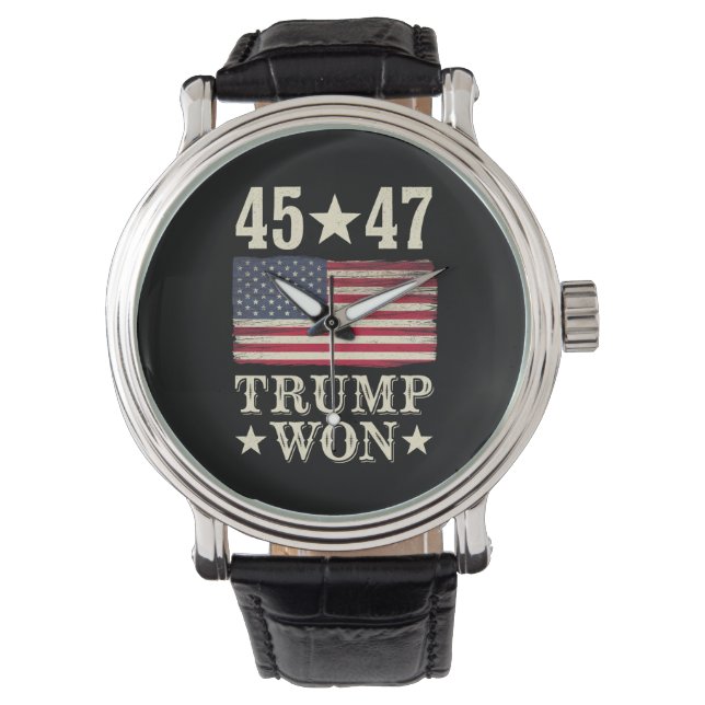 Trump Vann 2024 45 47:e President Usa Flagga Armbandsur (Framsida)