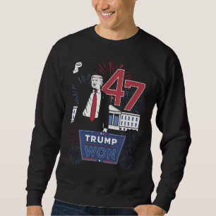 Trump Vann 2024 President 47 Amerika USA Lång Ärmad Tröja