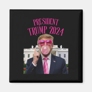 Trump vann 2025 President Trump blåser bubbelgum Magnet