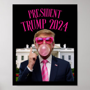 Trump vann 2025 President Trump som blåser bubbelg Poster