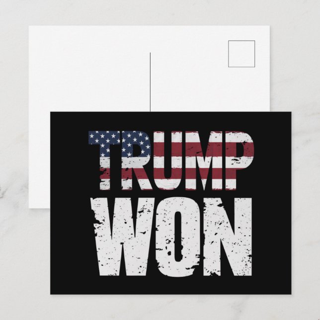 Trump vann 47:e amerikanska presidentvalet 2024 vykort (Fram/baksida)